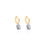 Gold Lab Grown Emerald White Rhodium Drop Earring