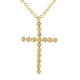 Gold Diamond Bezel Cross Necklace