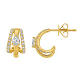 Gold Lab Diamond Pear Cage Earring