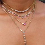 Gold Double Line Diamond Lariat Necklace
