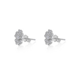 Gold Diamond Pave Flower Earrings