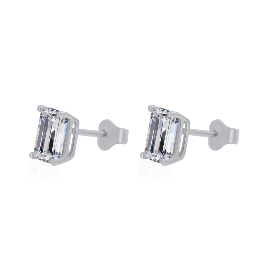 Gold Lab Diamond Emerald Studs