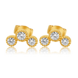 Gold Diamond Trio Bezel Curve Earring