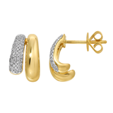 Gold Diamond Double Cage Half Pave Earrings