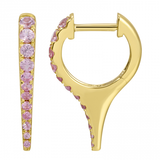 Gold Pink Sapphire Spike Hoop Earring