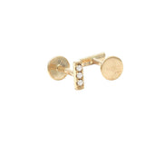 Gold Diamond Mini Trio Bar Flat Back Earring