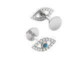Gold Diamond Mini Turquoise Evil Eye Flat Back Earring