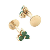 Gold Emerald Trio Flat Back Earring