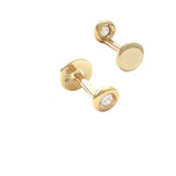 Gold Diamond Small Bezel Flat Back Earring