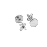 Gold Diamond Clover Flat Back Earring