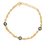 Gold Diamond Black Rhodium Ball Bracelet