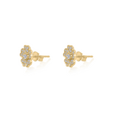 Gold Diamond Pave Flower Earrings