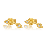 Gold Diamond Double Pear Bar Earring