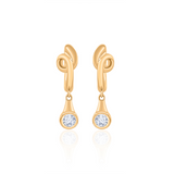 Gold Bezel Diamond Drop Twist Hoop Earring