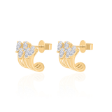 Gold Lab Grown Pear Diamond Cage Earrings