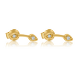 Gold Diamond Double Pear Bar Earring