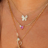 Gold Pave Diamond Butterfly Necklace