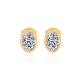 Gold Lab Grown Bezel Oval Diamond Studs