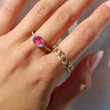 Gold Diamond Oval Ruby Ring