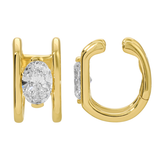 Gold Lab Diamond Oval Cage Earcuff