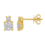 Gold Lab Diamond Double Round Prong Stud