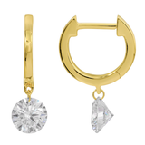 Gold Lab Diamond Floating Round Shape Huggie Earring