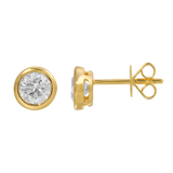 Gold Lab Diamond Round Bezel Stud