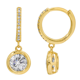 Gold Lab Diamond Bezel Round Shape Huggie Earring