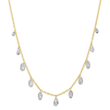 Gold Lab Diamond Floating Multi Shape Drop Necklace