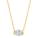 Gold Lab Diamond Oval East to West Necklace
