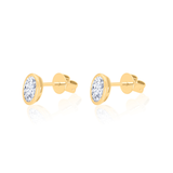 Gold Lab Grown Bezel Oval Diamond Studs