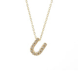Gold Pave Diamond Initial Necklace