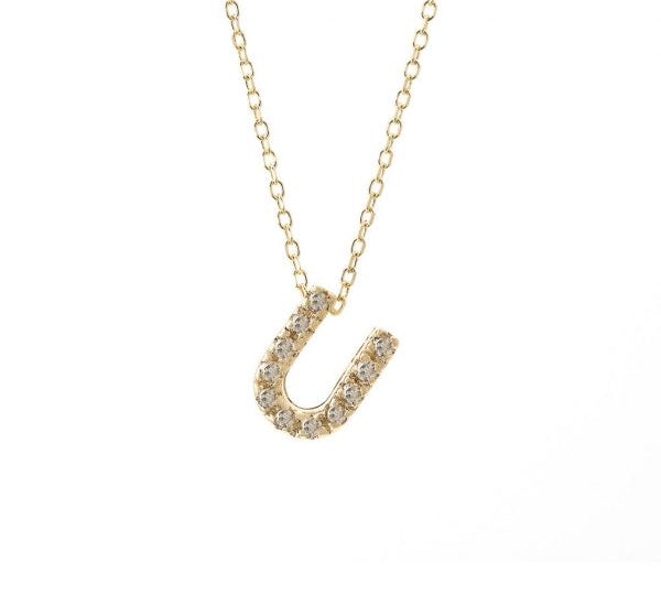 Gold Pave Diamond Initial Necklace