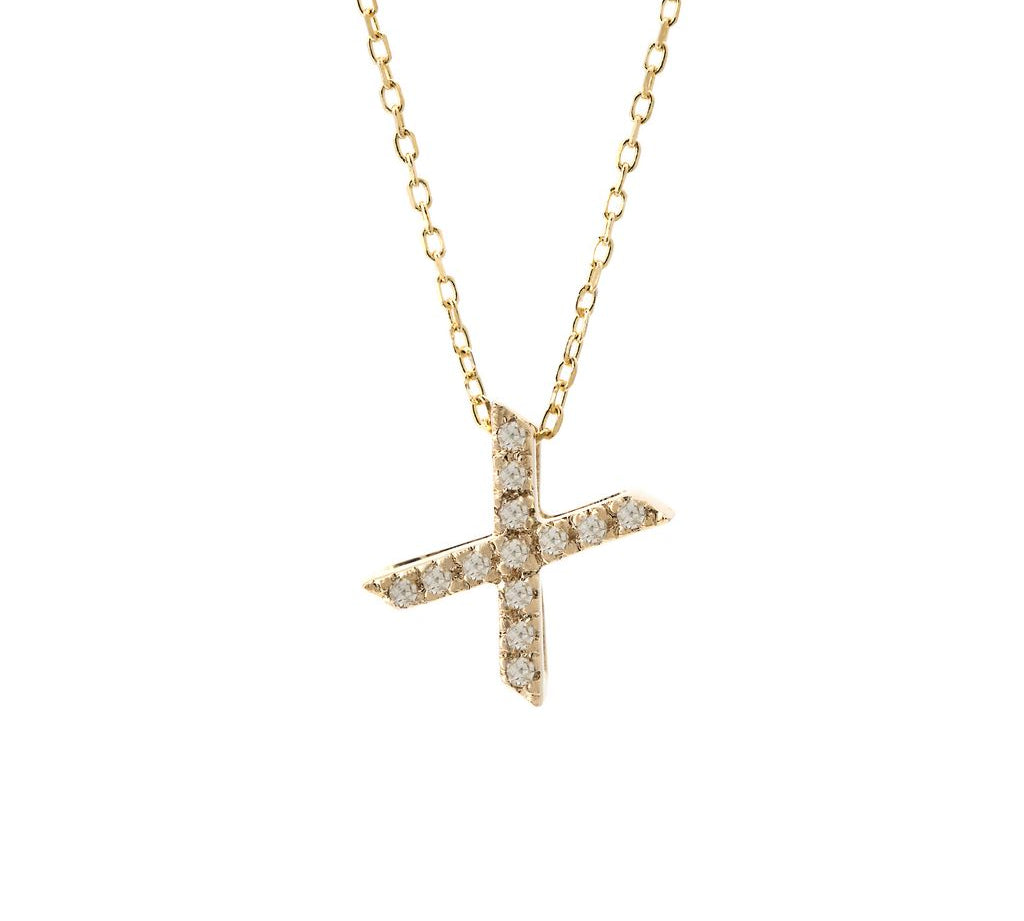 Gold Pave Diamond Initial Necklace