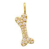 Gold Diamond Dog Bone Charm