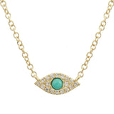 Gold Diamond Turquoise Evil Eye Necklace