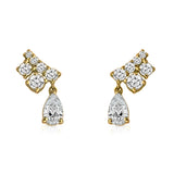 Gold Diamond Pear and Diamond Bar Earring