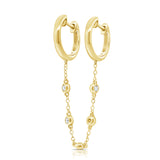 Gold Hoop Spaced Bezel Diamond Connecting Earring