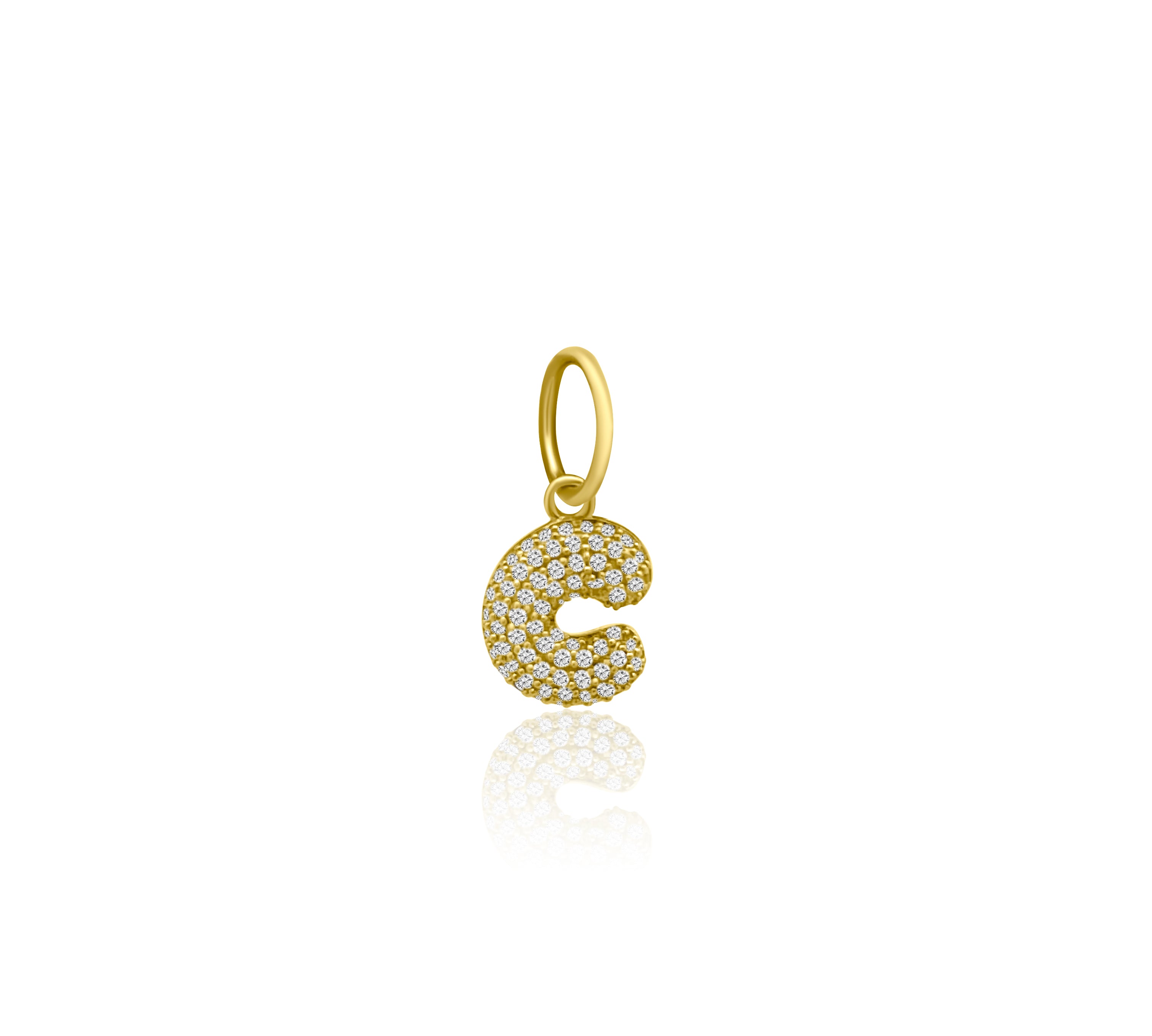 Gold Diamond Bubble Letter Charm