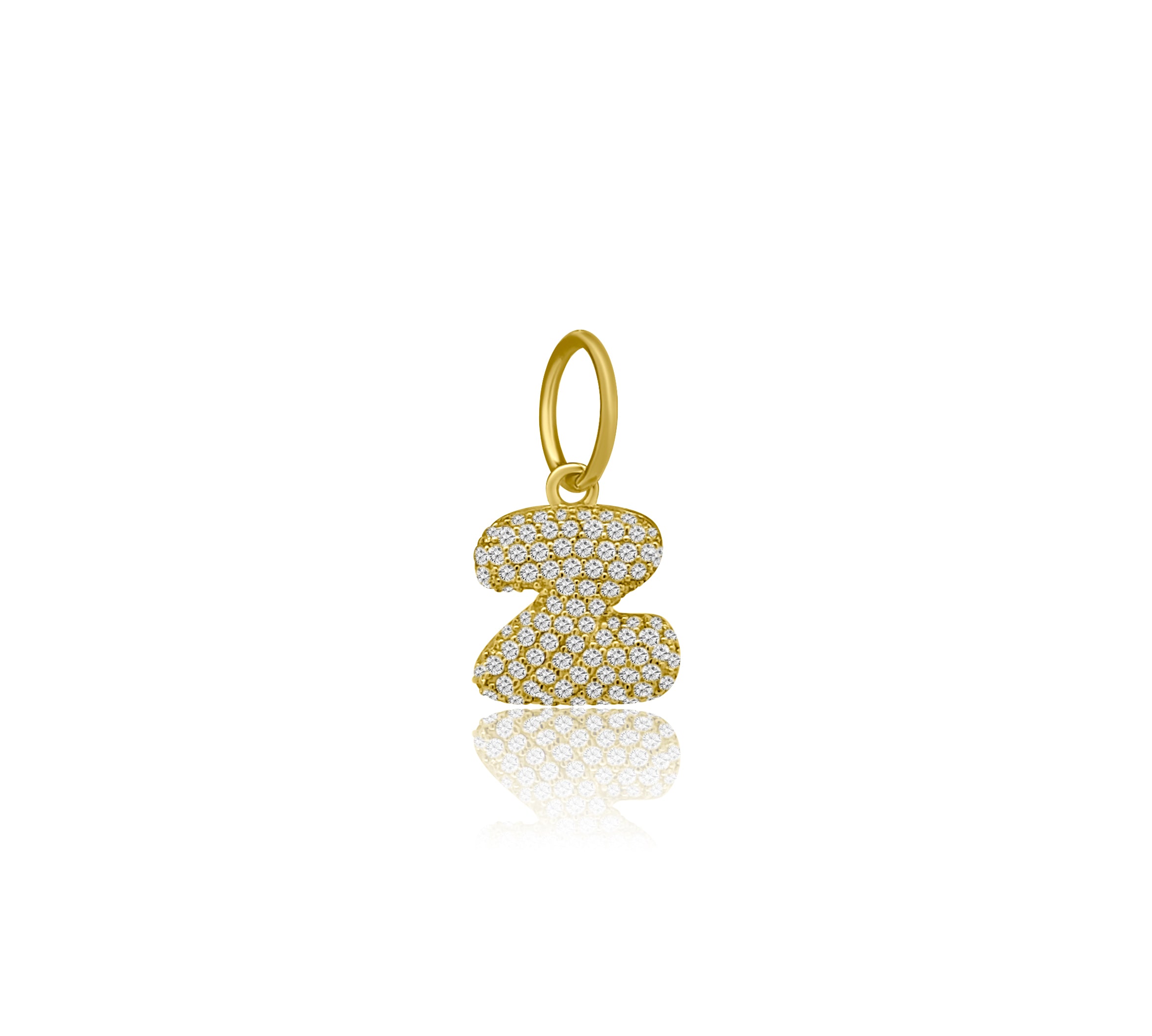 Gold Diamond Bubble Letter Charm