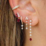 Gold Diamond Drop Ruby Pear Drop Earring
