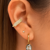 Gold Lab Grown Oval Black Rhodium Charm Earring