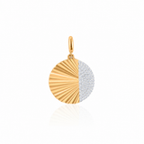 Gold Pave Diamond Fluted Sunburst Pendant