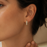 Gold Lab Diamond Triple Diamond Hoops