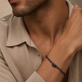 Gold Blue Sapphire Spaced Ball Bracelet
