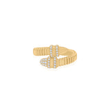 Gold Diamond Snake Wrap Ribbed Ring