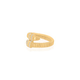 Gold Diamond Snake Wrap Ribbed Ring