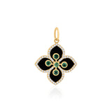 Gold Diamond and Emerald Black Clover Pendant