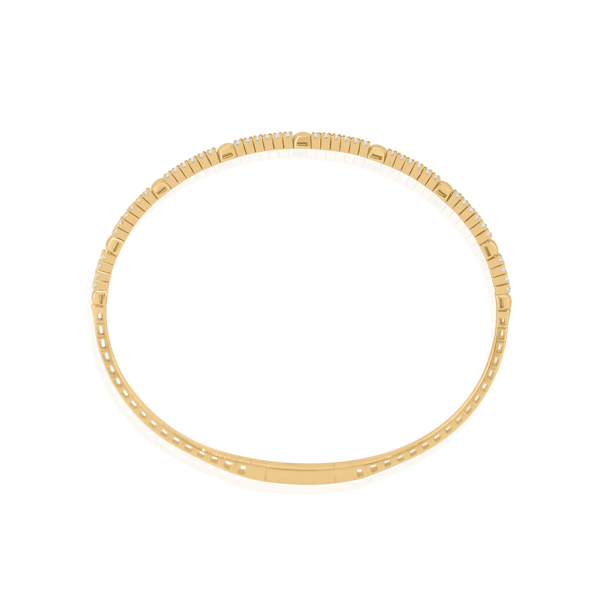 Gold Diamond Spaced Tennis Bangle