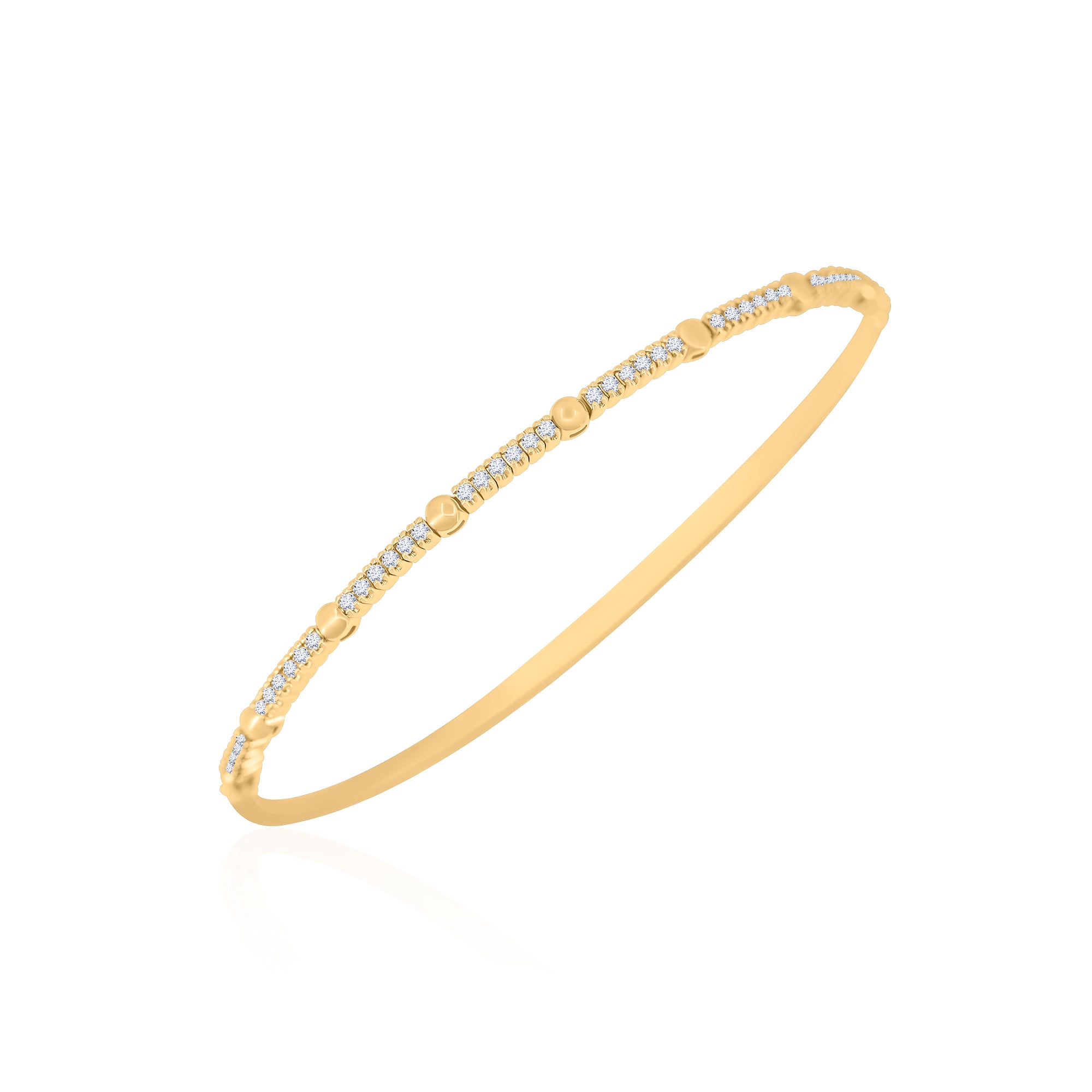 Gold Diamond Spaced Tennis Bangle